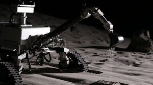JAXA’nın Ay yüzeyindeki kazı çalışmalarına yönelik inşaat makinesi konsepti. Görsel: JAXA.