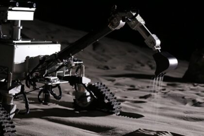 JAXA’nın Ay yüzeyindeki kazı çalışmalarına yönelik inşaat makinesi konsepti. Görsel: JAXA.
