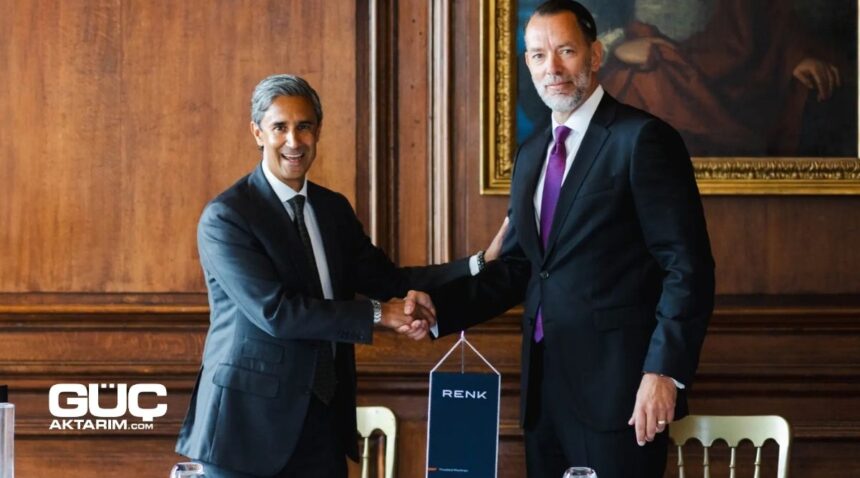 RENK CEO’su Dr. Alexander Sagel ile Stellex Capital Management Ortağı Karthik Achar, satın alma anlaşmasını Londra’daki Old Royal Naval College’da imzaladı. Fotoğraf: Anne Kaiser / RENK.